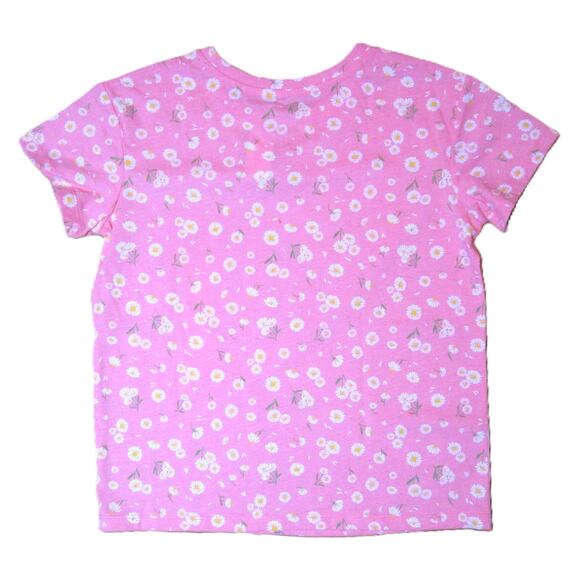 Cat & Jack Girl's Graphic T-Shirt Pink with White Daisies Size Large 10/12 - Picture 2 of 3